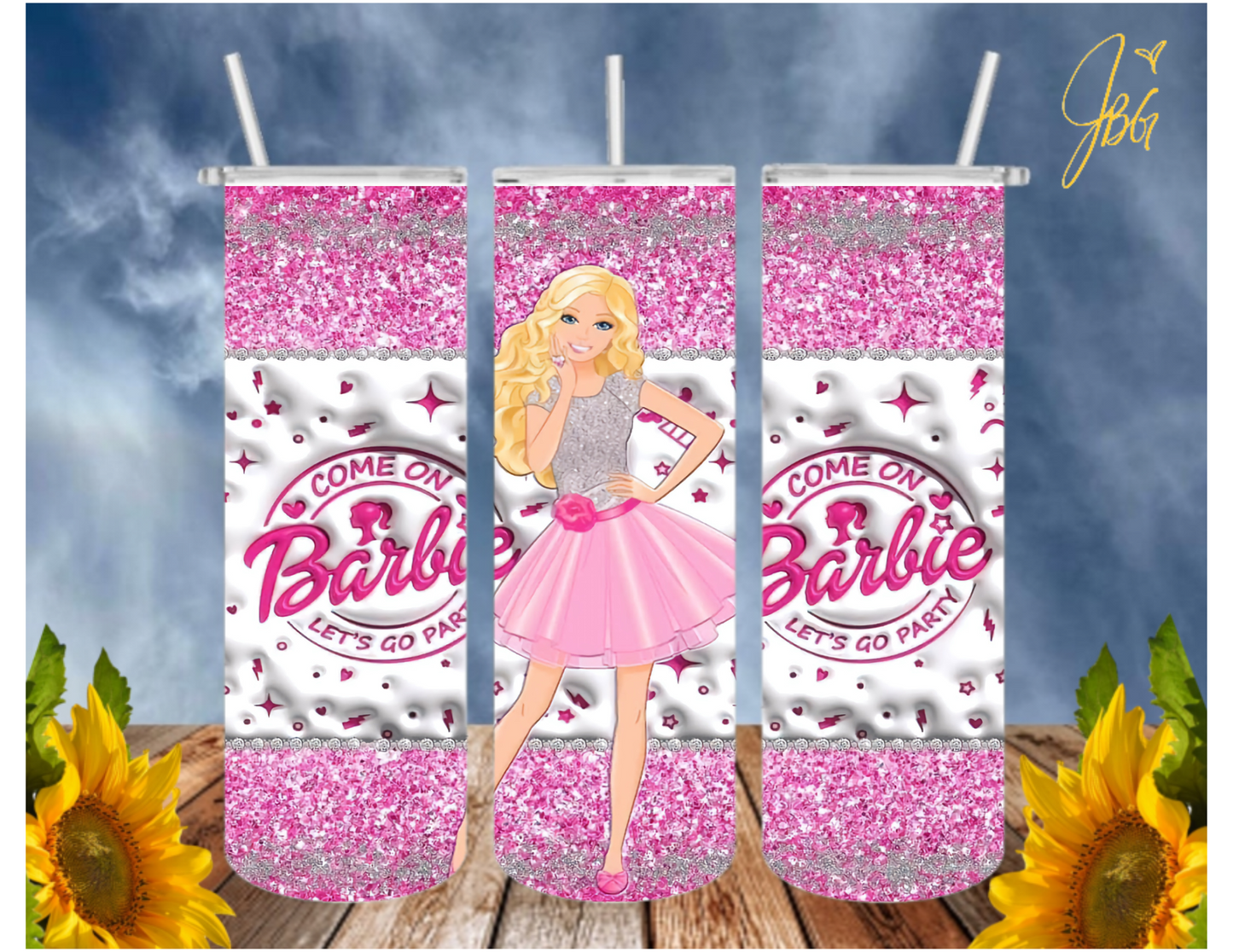 BARBIE/PINK 20 Oz Tumbler with 2 Straws, 1 Lid and Straw Cleaner. FREE SHIPPING. Stainless Steel Sublimation Tumbler Cup.