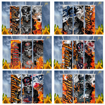 NFL FOOTBALL 20 Oz Tumblers with 2 Straws, 1 Lid and Straw Cleaner. FREE SHIPPING. Stainless Steel. Sublimation Tumbler Cup.