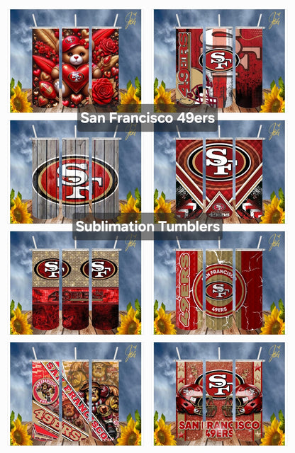 SAN FRANCISCO 49ERS NFL 20 Oz Tumbler with 1 Lid, 2 Straws and 1 Straw Cleaner. FREE SHIPPING. Stainless Steel. Sublimation Tumbler Cup.