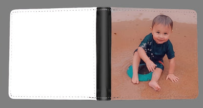 PHOTO BIFOLD WALLET, Image, Design, Logo, Quote, Portrait, Memory, Gift, Personalized, Popular, All Ages, for Men, Women, Kids, Husband, Dad