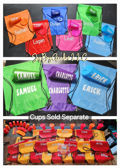 NAME ONLY Custom Drawstring Bags, Customizable, Cinch Bag, Backpack, Sports, Teams, Baseball, Basketball, FootBall, Students, Gym, Travel, Vacation Bag, Party Bags, Events, Bulk Discounts.