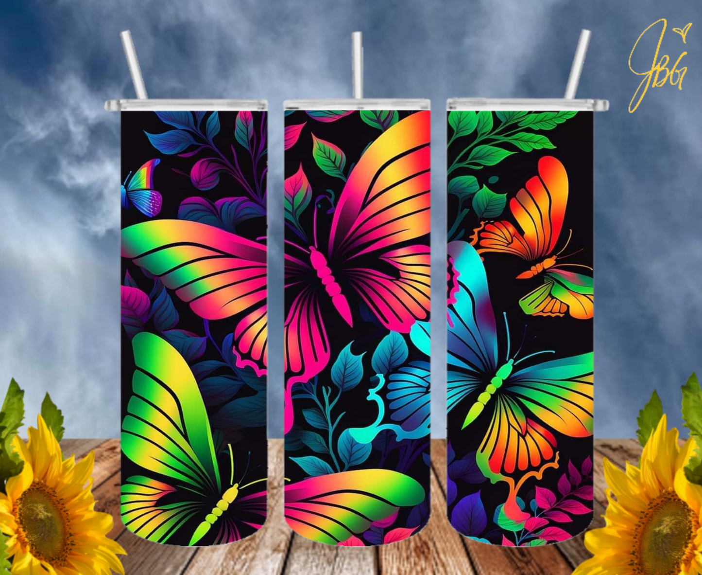 NEON COLORFUL 20 Oz Tumblers with 2 Straws, 1 Lid and Straw Cleaner. FREE SHIPPING. Stainless Steel. Sublimation Tumbler Cup.