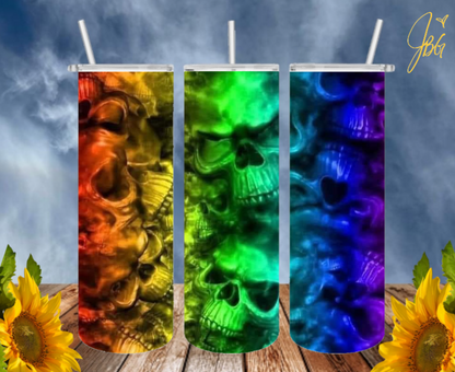 NEON COLORFUL 20 Oz Tumblers with 2 Straws, 1 Lid and Straw Cleaner. FREE SHIPPING. Stainless Steel. Sublimation Tumbler Cup.