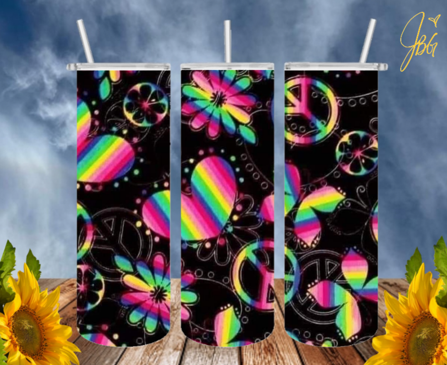 NEON COLORFUL 20 Oz Tumblers with 2 Straws, 1 Lid and Straw Cleaner. FREE SHIPPING. Stainless Steel. Sublimation Tumbler Cup.