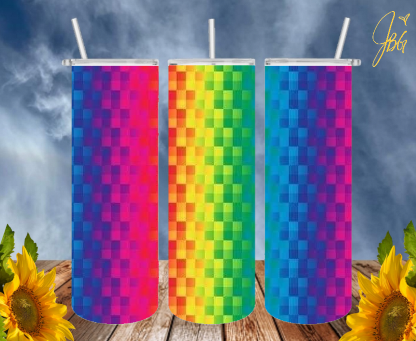 NEON COLORFUL 20 Oz Tumblers with 2 Straws, 1 Lid and Straw Cleaner. FREE SHIPPING. Stainless Steel. Sublimation Tumbler Cup.