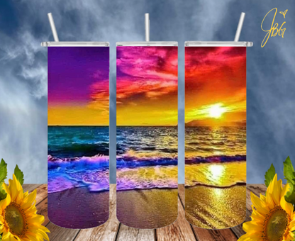 NEON COLORFUL 20 Oz Tumblers with 2 Straws, 1 Lid and Straw Cleaner. FREE SHIPPING. Stainless Steel. Sublimation Tumbler Cup.