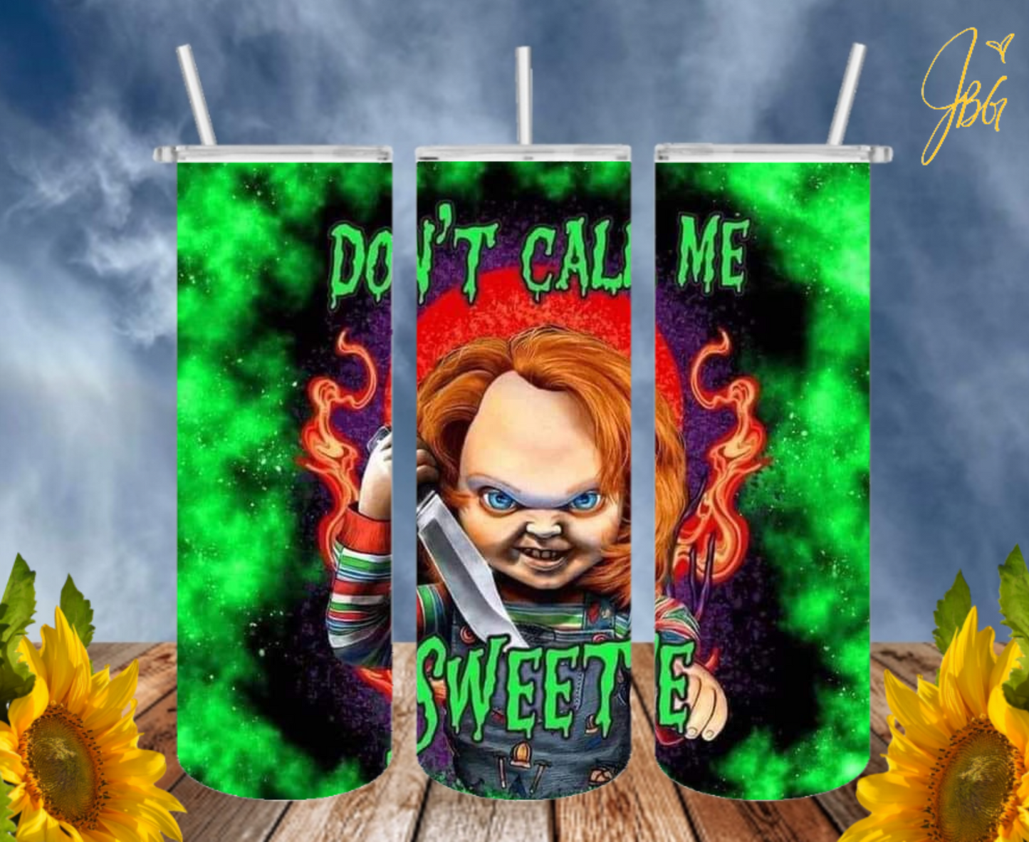 CHUCKY 20 Oz Tumbler with 1 Lid, 2 Straws and 1 Straw Cleaner. FREE SHIPPING. Stainless Steel. Sublimation Tumbler Cup.