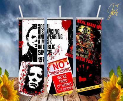 MICHAEL MYERS 2Oz Tumbler with 1 Lid, 2 Straws and 1 Straw Cleaner. FREE SHIPPING. Stainless Steel. Sublimation Tumbler Cup.