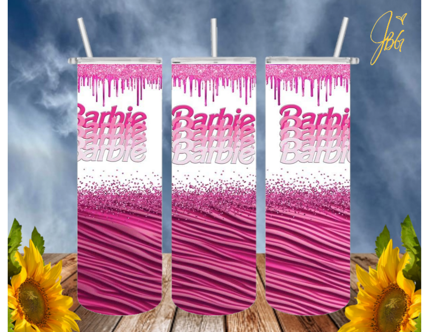 BARBIE/PINK 20 Oz Tumbler with 2 Straws, 1 Lid and Straw Cleaner. FREE SHIPPING. Stainless Steel Sublimation Tumbler Cup.