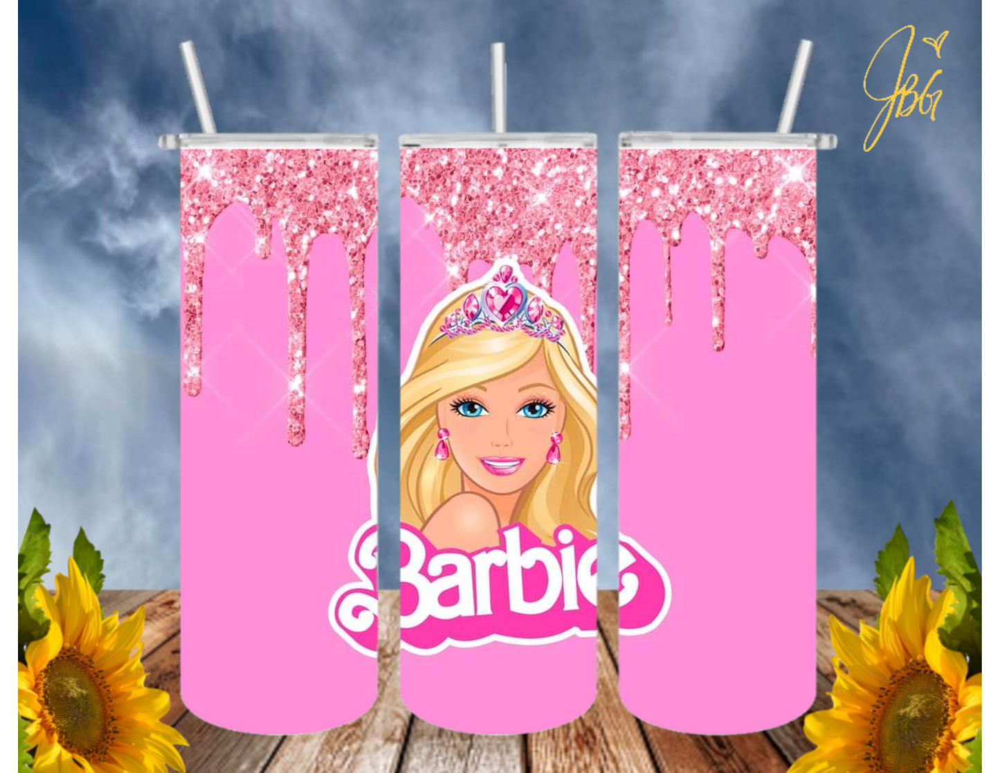 BARBIE/PINK 20 Oz Tumbler with 2 Straws, 1 Lid and Straw Cleaner. FREE SHIPPING. Stainless Steel Sublimation Tumbler Cup.