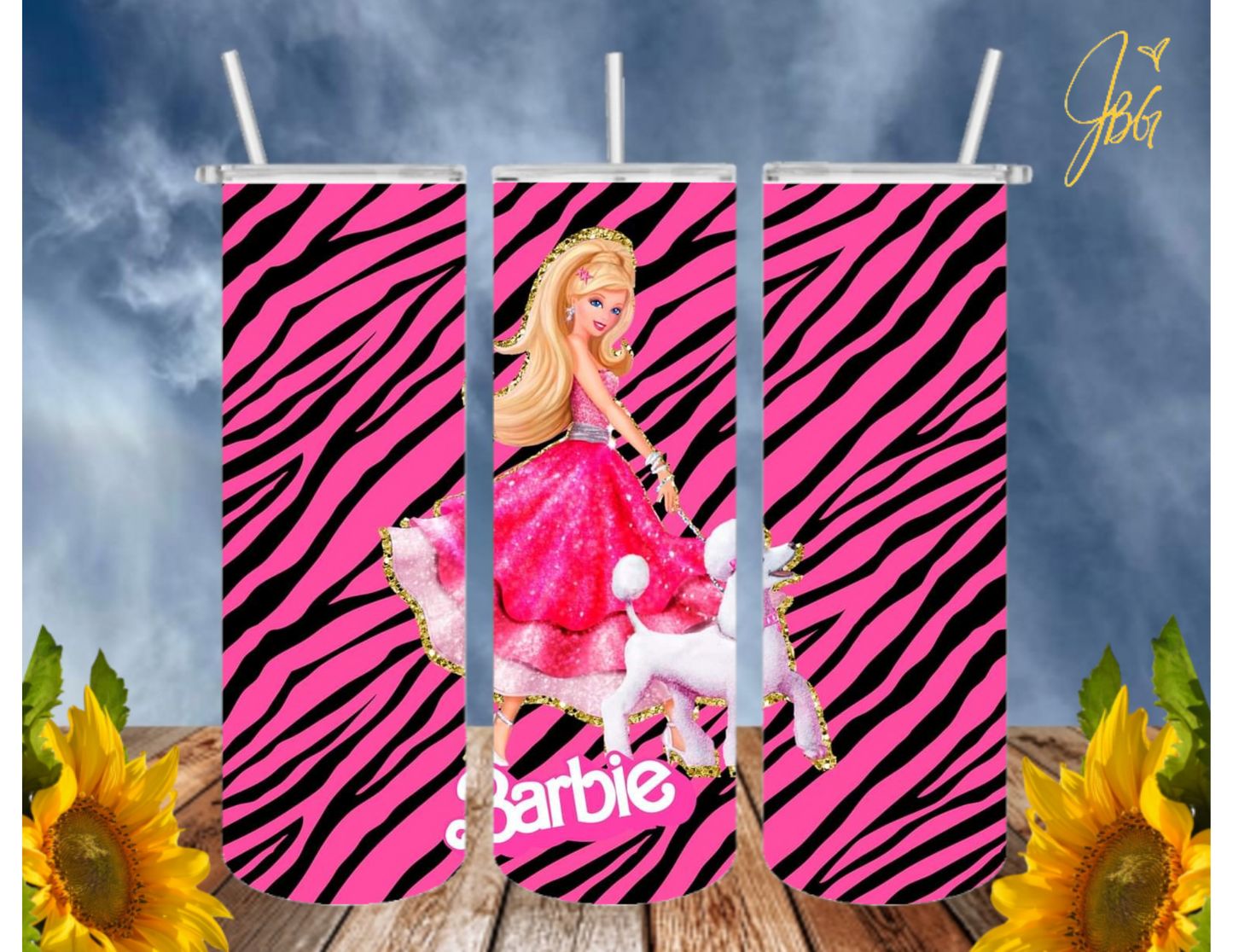 BARBIE/PINK 20 Oz Tumbler with 2 Straws, 1 Lid and Straw Cleaner. FREE SHIPPING. Stainless Steel Sublimation Tumbler Cup.