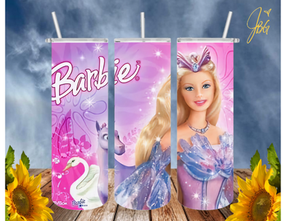 BARBIE/PINK 20 Oz Tumbler with 2 Straws, 1 Lid and Straw Cleaner. FREE SHIPPING. Stainless Steel Sublimation Tumbler Cup.