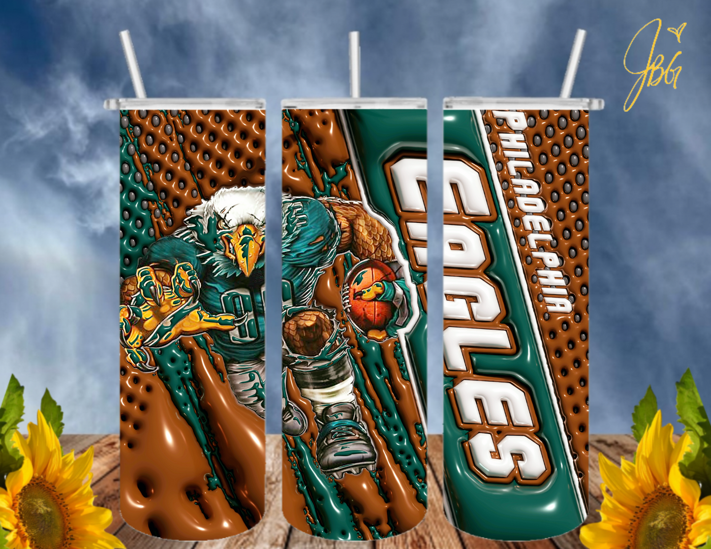 NFL 3D PUFFY 20 Oz Tumbler with 1 Lid, 2 Straws and 1 Straw Cleaner. FREE SHIPPING. Stainless Steel. Sublimation Tumbler Cup.