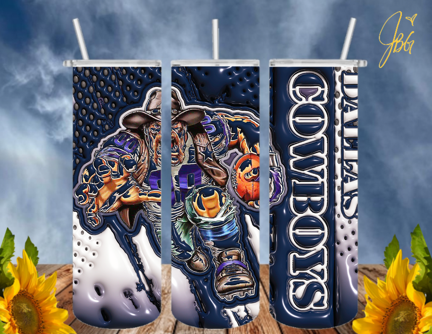 NFL 3D PUFFY 20 Oz Tumbler with 1 Lid, 2 Straws and 1 Straw Cleaner. FREE SHIPPING. Stainless Steel. Sublimation Tumbler Cup.