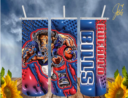 NFL 3D PUFFY 20 Oz Tumbler with 1 Lid, 2 Straws and 1 Straw Cleaner. FREE SHIPPING. Stainless Steel. Sublimation Tumbler Cup.