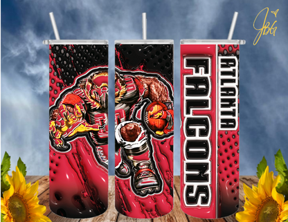 NFL 3D PUFFY 20 Oz Tumbler with 1 Lid, 2 Straws and 1 Straw Cleaner. FREE SHIPPING. Stainless Steel. Sublimation Tumbler Cup.