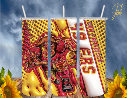 NFL 3D PUFFY 20 Oz Tumbler with 1 Lid, 2 Straws and 1 Straw Cleaner. FREE SHIPPING. Stainless Steel. Sublimation Tumbler Cup.