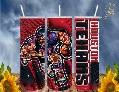 NFL 3D PUFFY 20 Oz Tumbler with 1 Lid, 2 Straws and 1 Straw Cleaner. FREE SHIPPING. Stainless Steel. Sublimation Tumbler Cup.