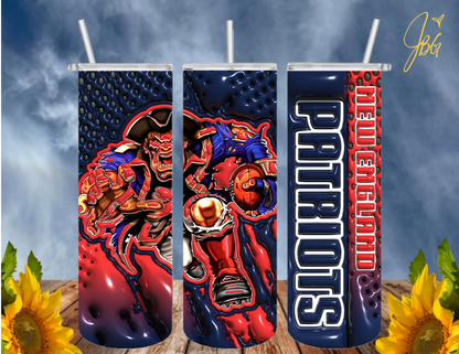 NFL 3D PUFFY 20 Oz Tumbler with 1 Lid, 2 Straws and 1 Straw Cleaner. FREE SHIPPING. Stainless Steel. Sublimation Tumbler Cup.