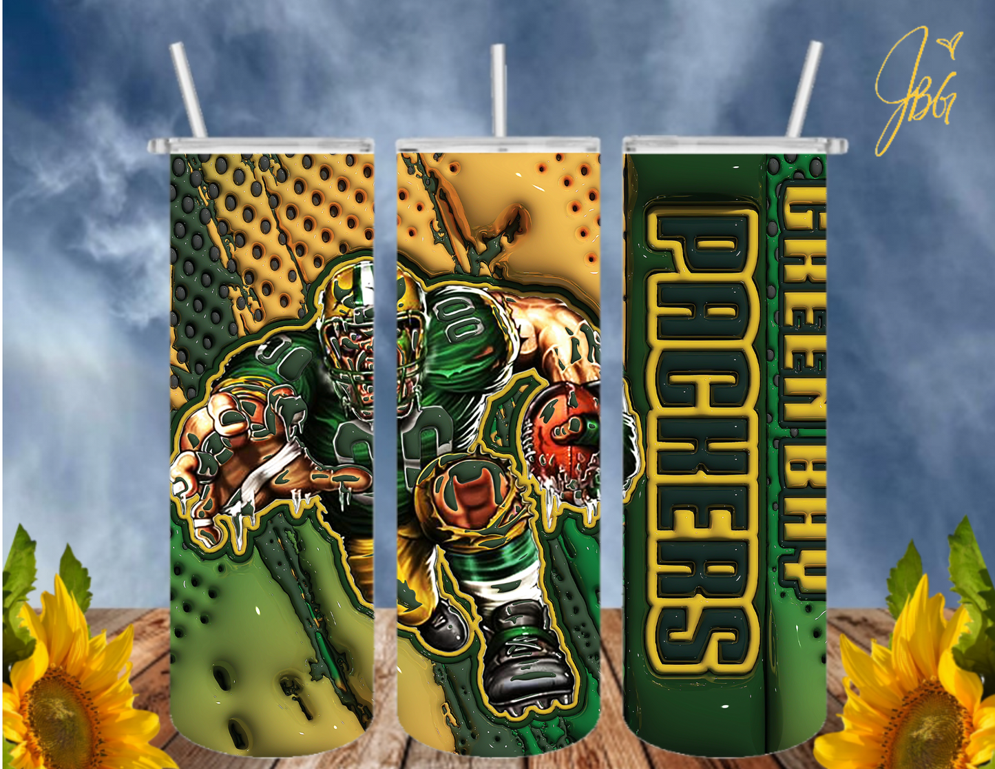 NFL 3D PUFFY 20 Oz Tumbler with 1 Lid, 2 Straws and 1 Straw Cleaner. FREE SHIPPING. Stainless Steel. Sublimation Tumbler Cup.