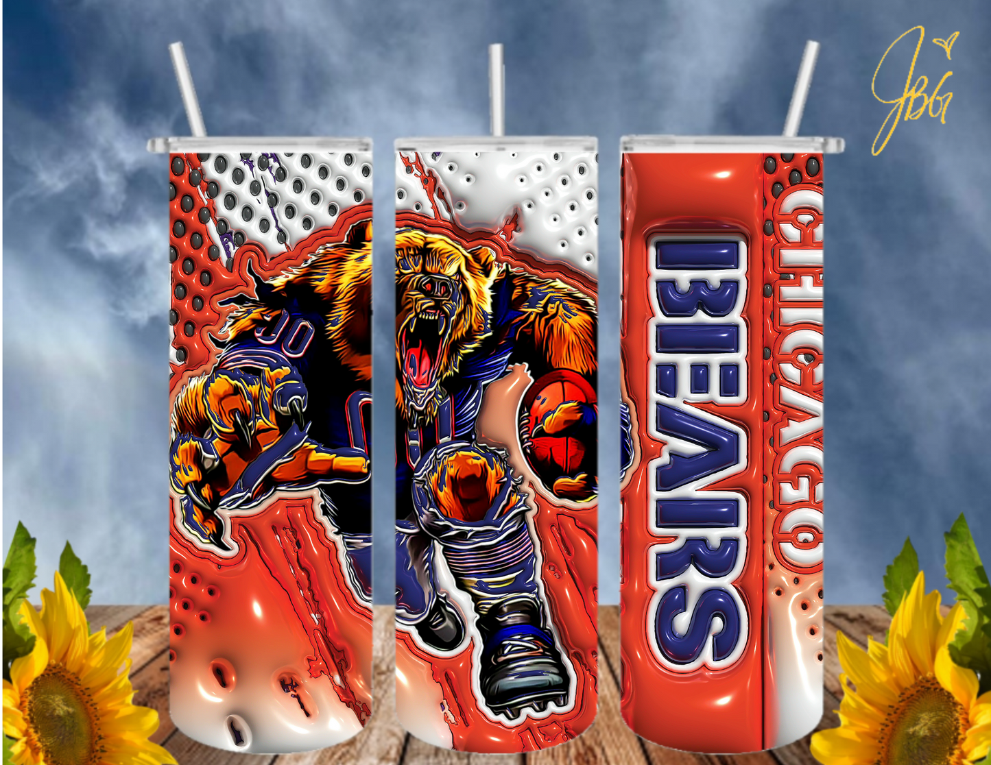 NFL 3D PUFFY 20 Oz Tumbler with 1 Lid, 2 Straws and 1 Straw Cleaner. FREE SHIPPING. Stainless Steel. Sublimation Tumbler Cup.