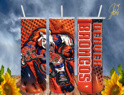 NFL 3D PUFFY 20 Oz Tumbler with 1 Lid, 2 Straws and 1 Straw Cleaner. FREE SHIPPING. Stainless Steel. Sublimation Tumbler Cup.