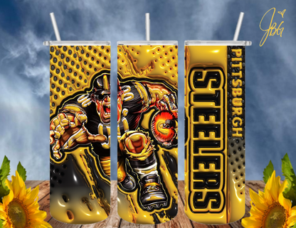 NFL 3D PUFFY 20 Oz Tumbler with 1 Lid, 2 Straws and 1 Straw Cleaner. FREE SHIPPING. Stainless Steel. Sublimation Tumbler Cup.