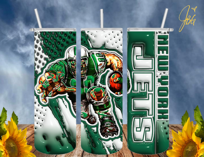 NFL 3D PUFFY 20 Oz Tumbler with 1 Lid, 2 Straws and 1 Straw Cleaner. FREE SHIPPING. Stainless Steel. Sublimation Tumbler Cup.