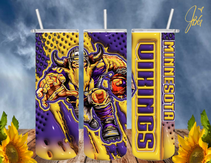 NFL 3D PUFFY 20 Oz Tumbler with 1 Lid, 2 Straws and 1 Straw Cleaner. FREE SHIPPING. Stainless Steel. Sublimation Tumbler Cup.