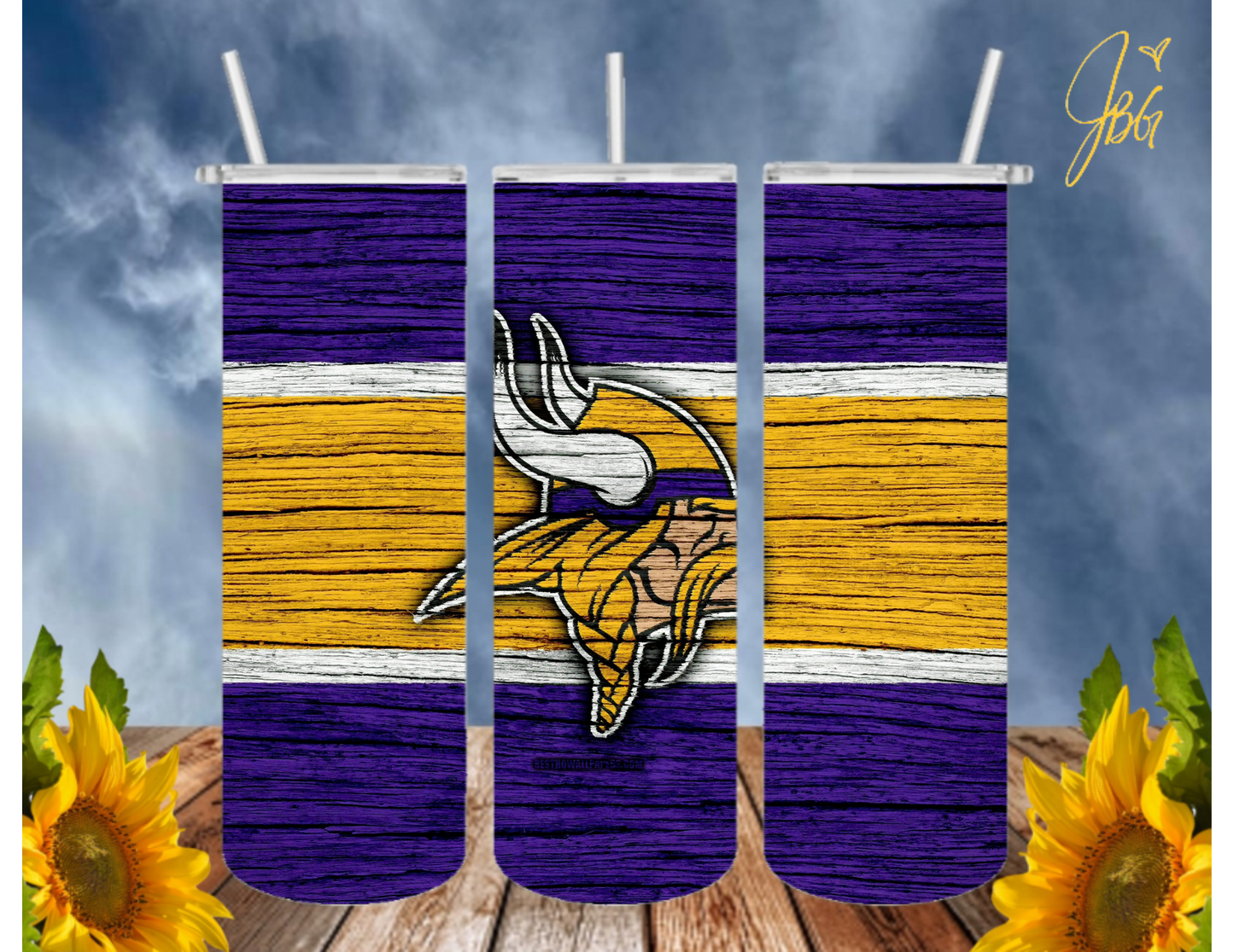 MINNESOTA VIKINGS NFL 20 Oz Tumbler with 1 Lid, 2 Straws and 1 Straw Cleaner. FREE SHIPPING. Stainless Steel. Sublimation Tumbler Cup.