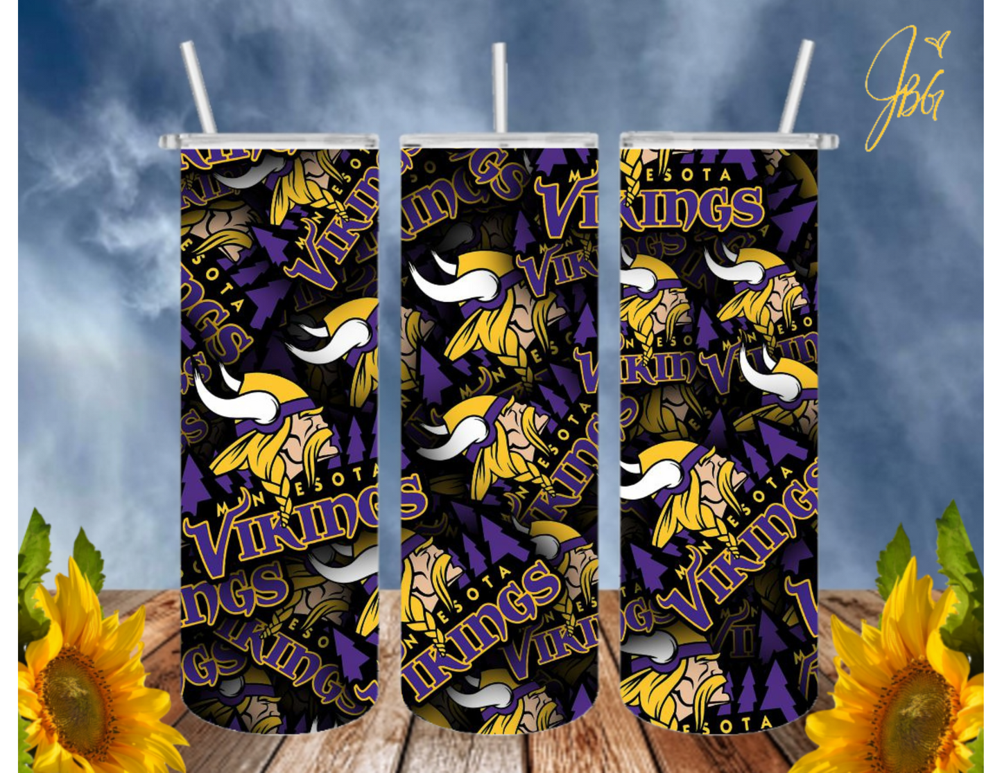 MINNESOTA VIKINGS NFL 20 Oz Tumbler with 1 Lid, 2 Straws and 1 Straw Cleaner. FREE SHIPPING. Stainless Steel. Sublimation Tumbler Cup.