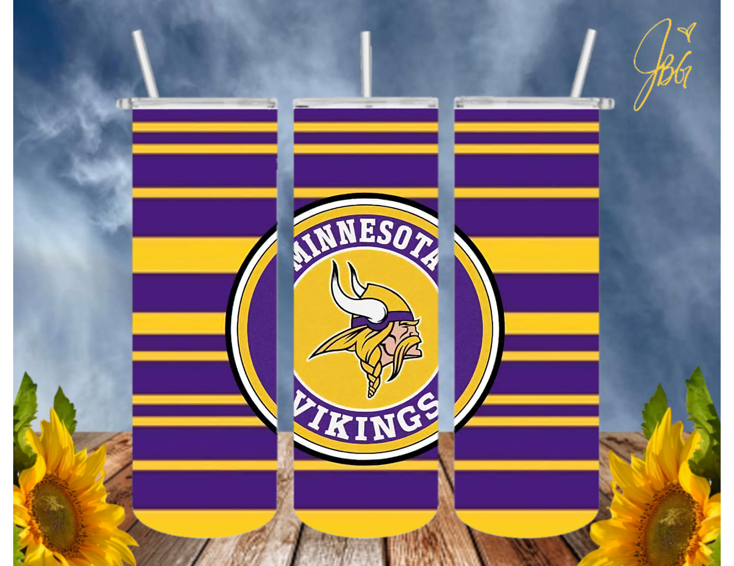 MINNESOTA VIKINGS NFL 20 Oz Tumbler with 1 Lid, 2 Straws and 1 Straw Cleaner. FREE SHIPPING. Stainless Steel. Sublimation Tumbler Cup.