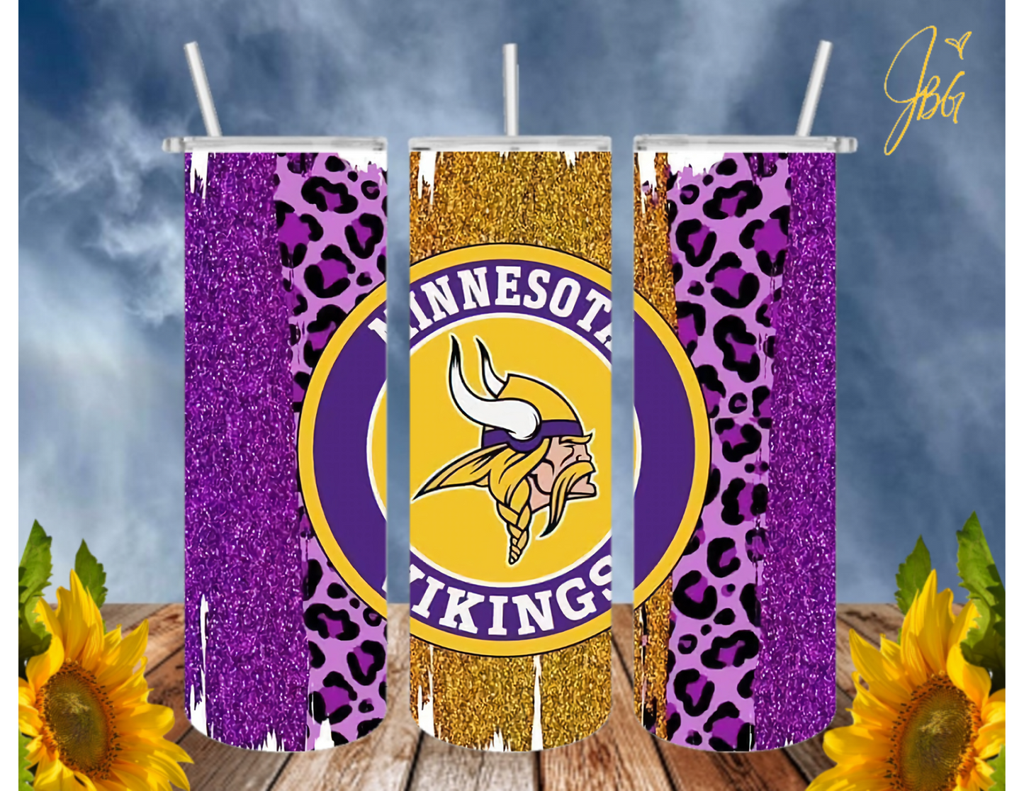 MINNESOTA VIKINGS NFL 20 Oz Tumbler with 1 Lid, 2 Straws and 1 Straw Cleaner. FREE SHIPPING. Stainless Steel. Sublimation Tumbler Cup.