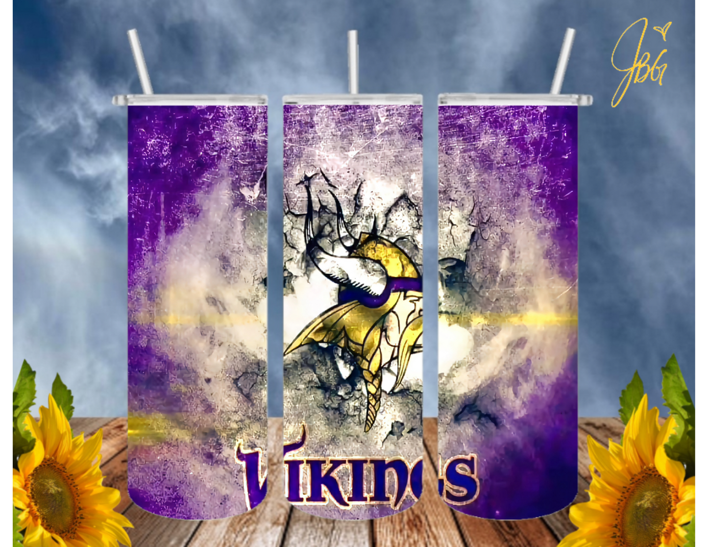 MINNESOTA VIKINGS NFL 20 Oz Tumbler with 1 Lid, 2 Straws and 1 Straw Cleaner. FREE SHIPPING. Stainless Steel. Sublimation Tumbler Cup.