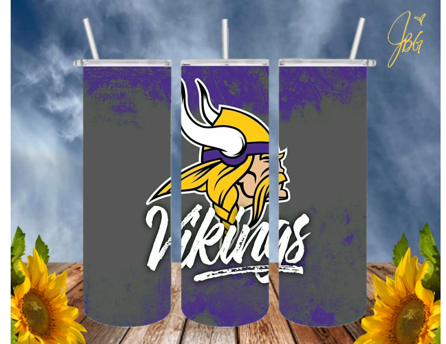 MINNESOTA VIKINGS NFL 20 Oz Tumbler with 1 Lid, 2 Straws and 1 Straw Cleaner. FREE SHIPPING. Stainless Steel. Sublimation Tumbler Cup.