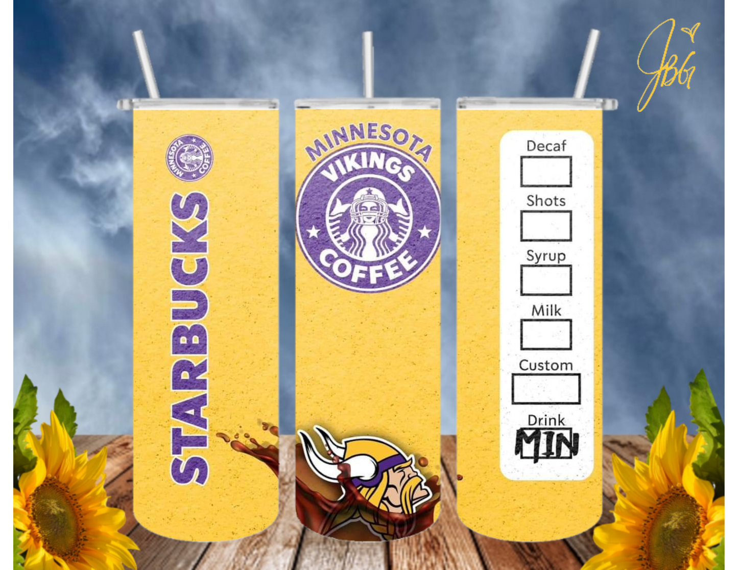 MINNESOTA VIKINGS NFL 20 Oz Tumbler with 1 Lid, 2 Straws and 1 Straw Cleaner. FREE SHIPPING. Stainless Steel. Sublimation Tumbler Cup.