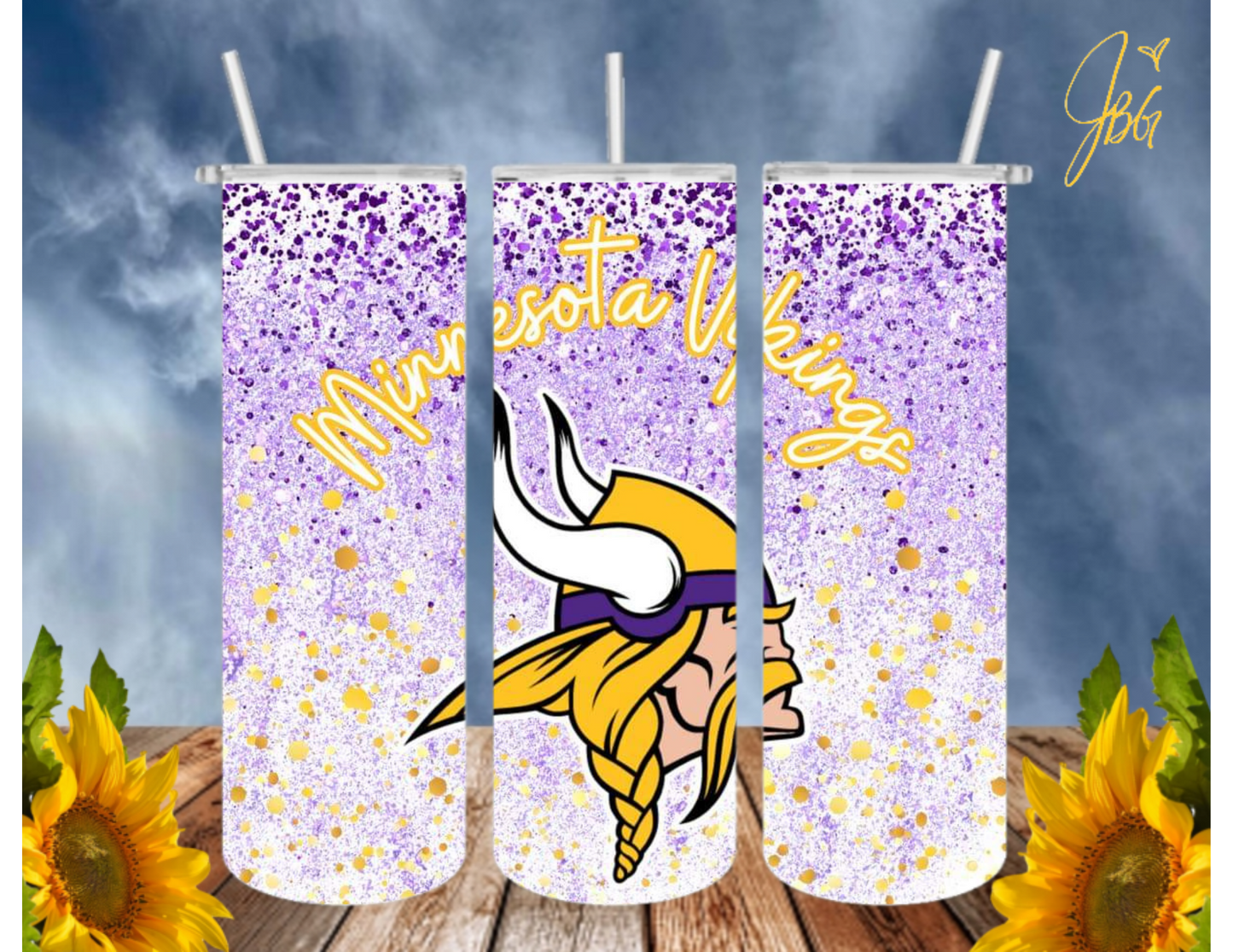 MINNESOTA VIKINGS NFL 20 Oz Tumbler with 1 Lid, 2 Straws and 1 Straw Cleaner. FREE SHIPPING. Stainless Steel. Sublimation Tumbler Cup.