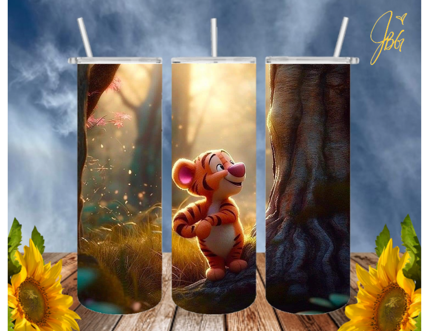 WINNIE THE POOH 20 Oz Tumbler with 1 Lid, 2 Straws and 1 Straw Cleaner. FREE SHIPPING. Stainless Steel. Sublimation Tumbler Cup.