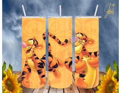 WINNIE THE POOH 20 Oz Tumbler with 1 Lid, 2 Straws and 1 Straw Cleaner. FREE SHIPPING. Stainless Steel. Sublimation Tumbler Cup.