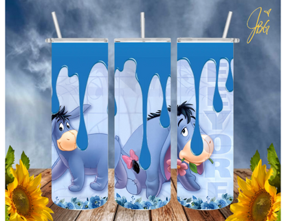 WINNIE THE POOH 20 Oz Tumbler with 1 Lid, 2 Straws and 1 Straw Cleaner. FREE SHIPPING. Stainless Steel. Sublimation Tumbler Cup.