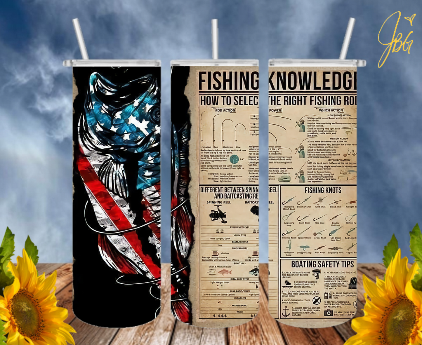 FISHING & HUNTING 20oz Tumbler with 1 Lid, 2 Straws and 1 Straw Cleaner. FREE SHIPPING. Stainless Steel. Sublimation Tumbler Cup.