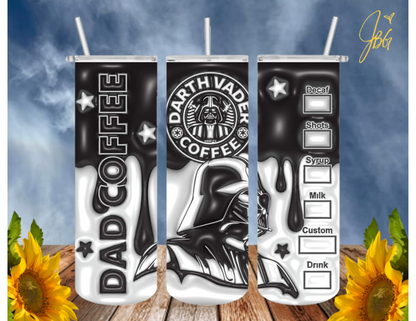 STARWARS 20 Oz Tumbler with 1 Lid, 2 Straws and 1 Straw Cleaner. FREE SHIPPING. Stainless Steel. Sublimation Tumbler Cup.