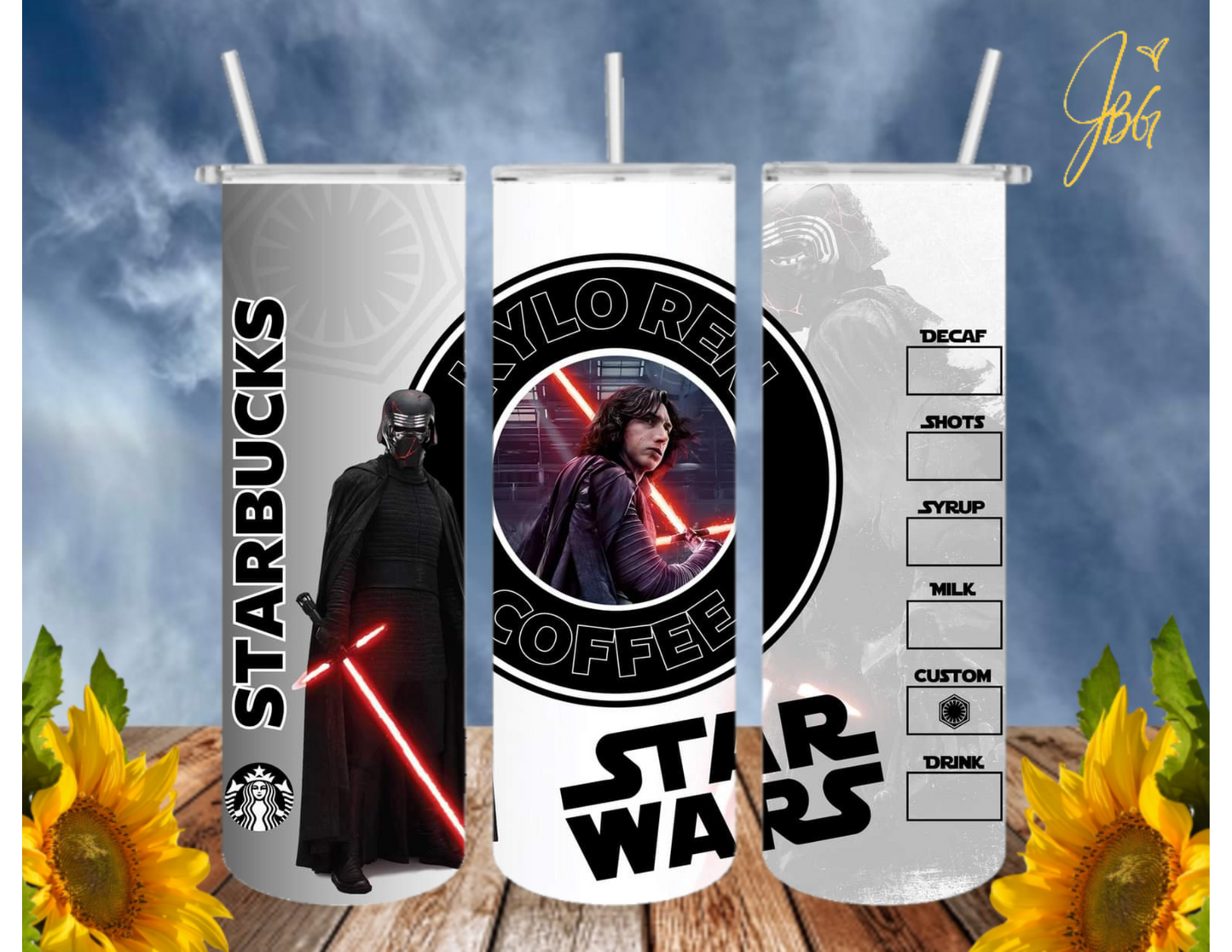 STARWARS 20 Oz Tumbler with 1 Lid, 2 Straws and 1 Straw Cleaner. FREE SHIPPING. Stainless Steel. Sublimation Tumbler Cup.