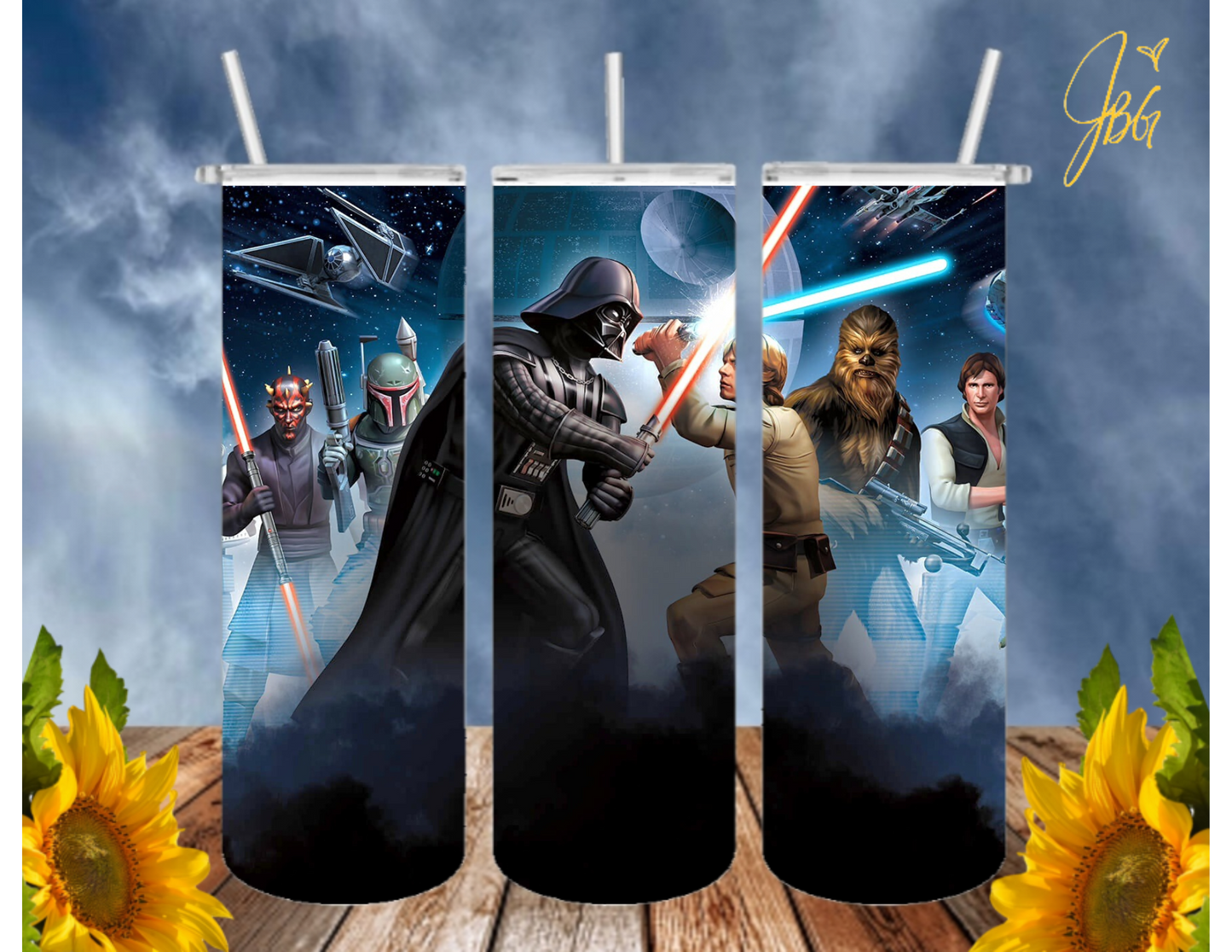 STARWARS 20 Oz Tumbler with 1 Lid, 2 Straws and 1 Straw Cleaner. FREE SHIPPING. Stainless Steel. Sublimation Tumbler Cup.