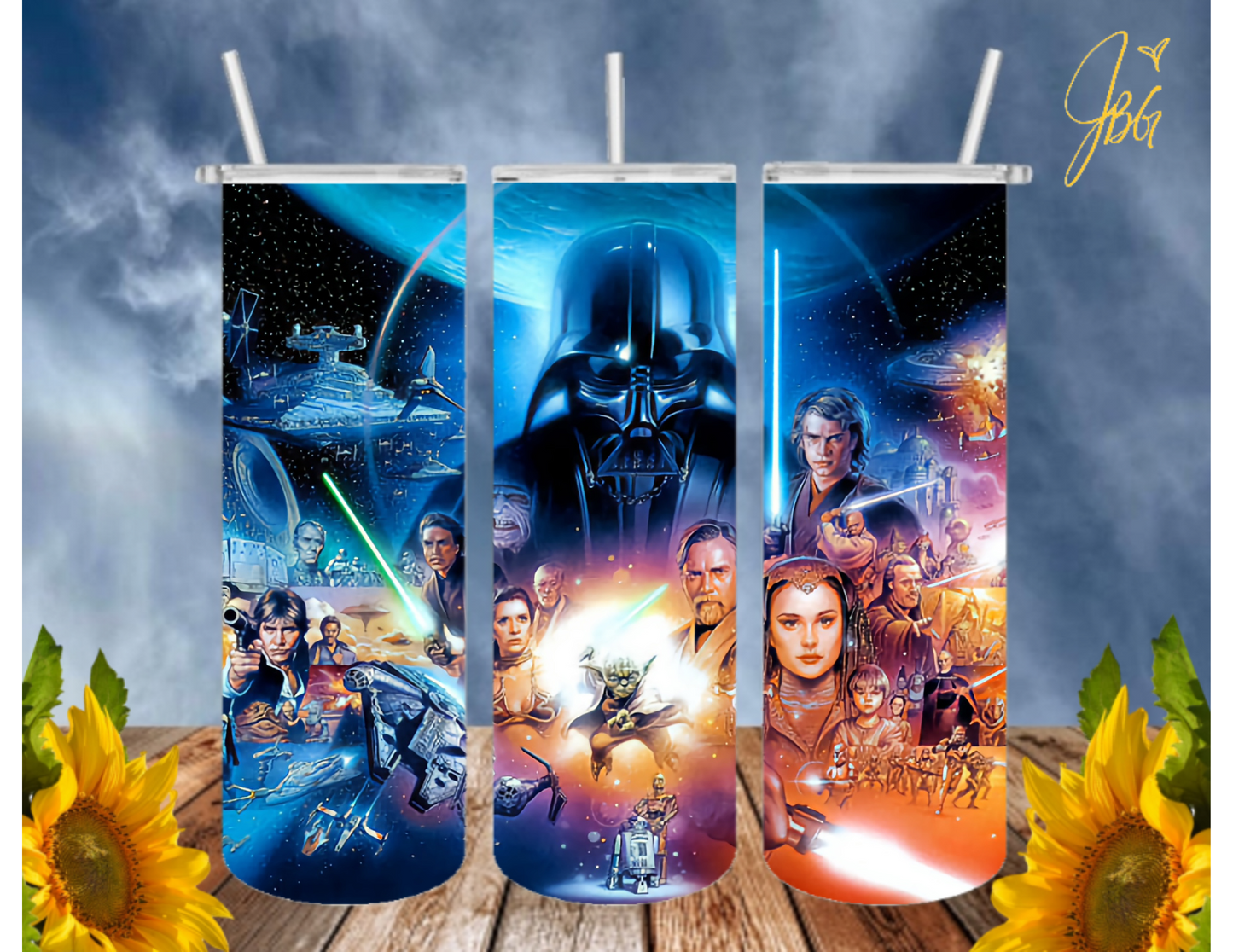 STARWARS 20 Oz Tumbler with 1 Lid, 2 Straws and 1 Straw Cleaner. FREE SHIPPING. Stainless Steel. Sublimation Tumbler Cup.