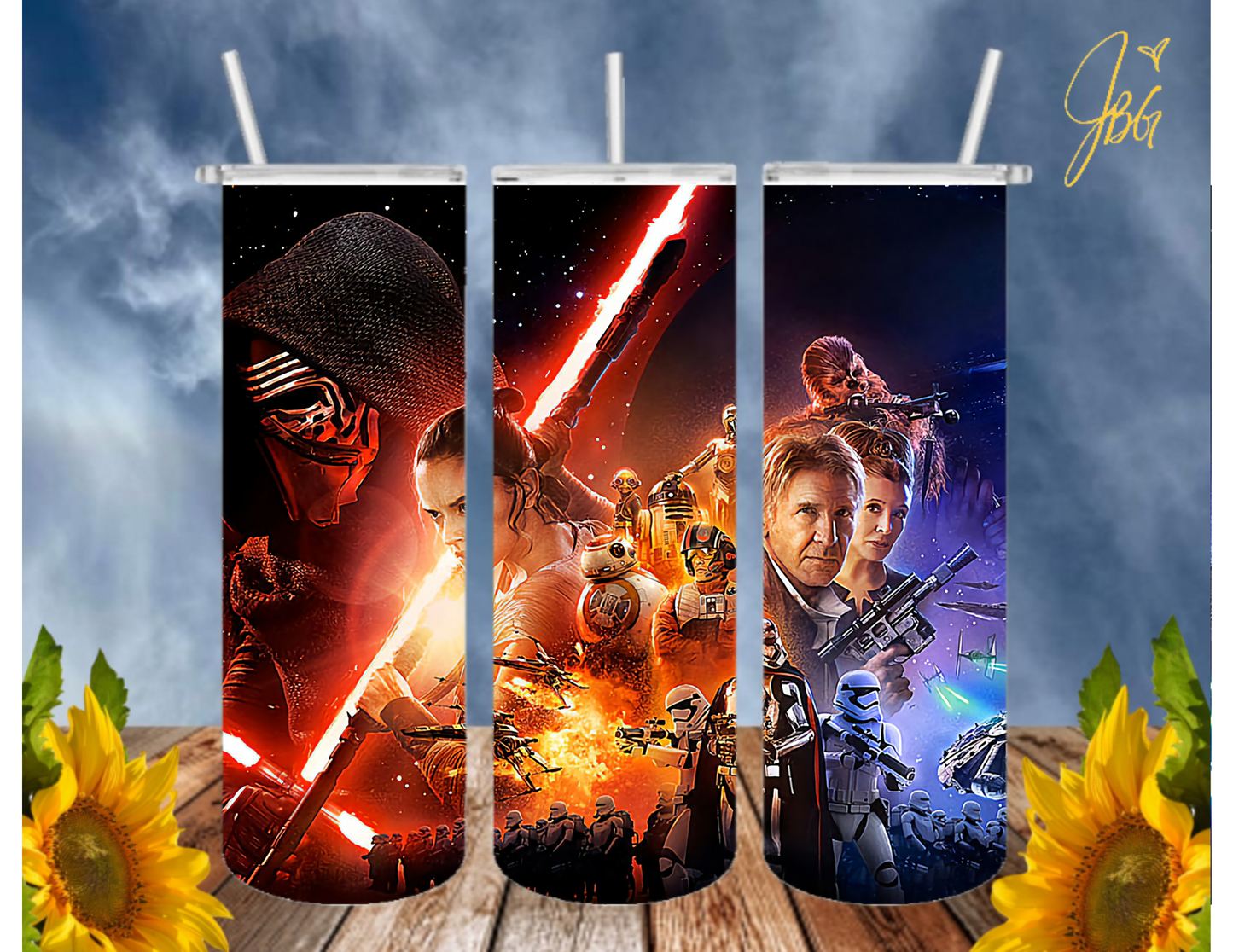 STARWARS 20 Oz Tumbler with 1 Lid, 2 Straws and 1 Straw Cleaner. FREE SHIPPING. Stainless Steel. Sublimation Tumbler Cup.