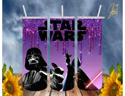 STARWARS 20 Oz Tumbler with 1 Lid, 2 Straws and 1 Straw Cleaner. FREE SHIPPING. Stainless Steel. Sublimation Tumbler Cup.