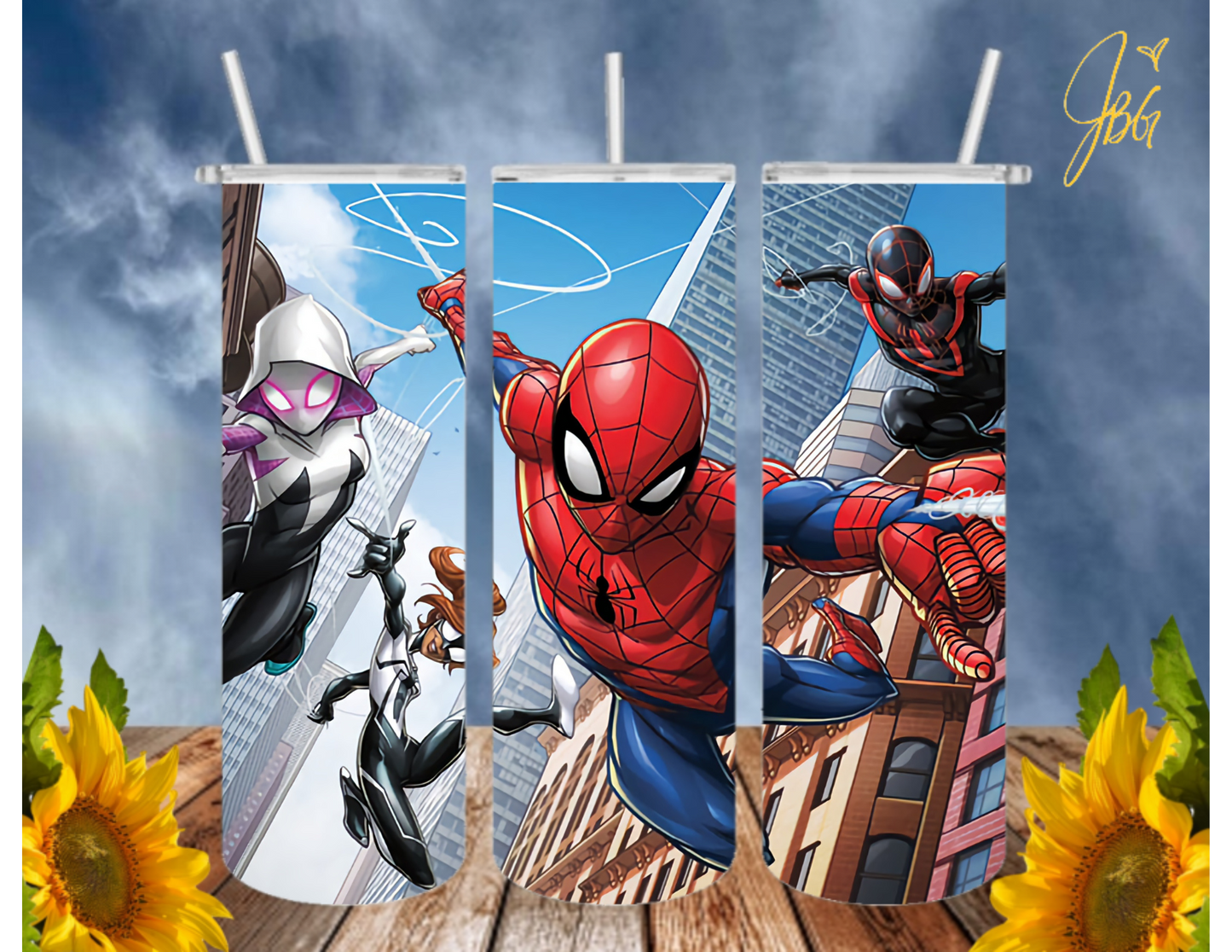 SPIDERMAN 20 Oz Tumbler with 1 Lid, 2 Straws and 1 Straw Cleaner. FREE SHIPPING. Stainless Steel. Sublimation Tumbler Cup.