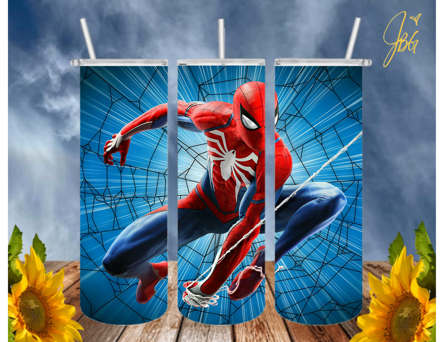 SPIDERMAN 20 Oz Tumbler with 1 Lid, 2 Straws and 1 Straw Cleaner. FREE SHIPPING. Stainless Steel. Sublimation Tumbler Cup.