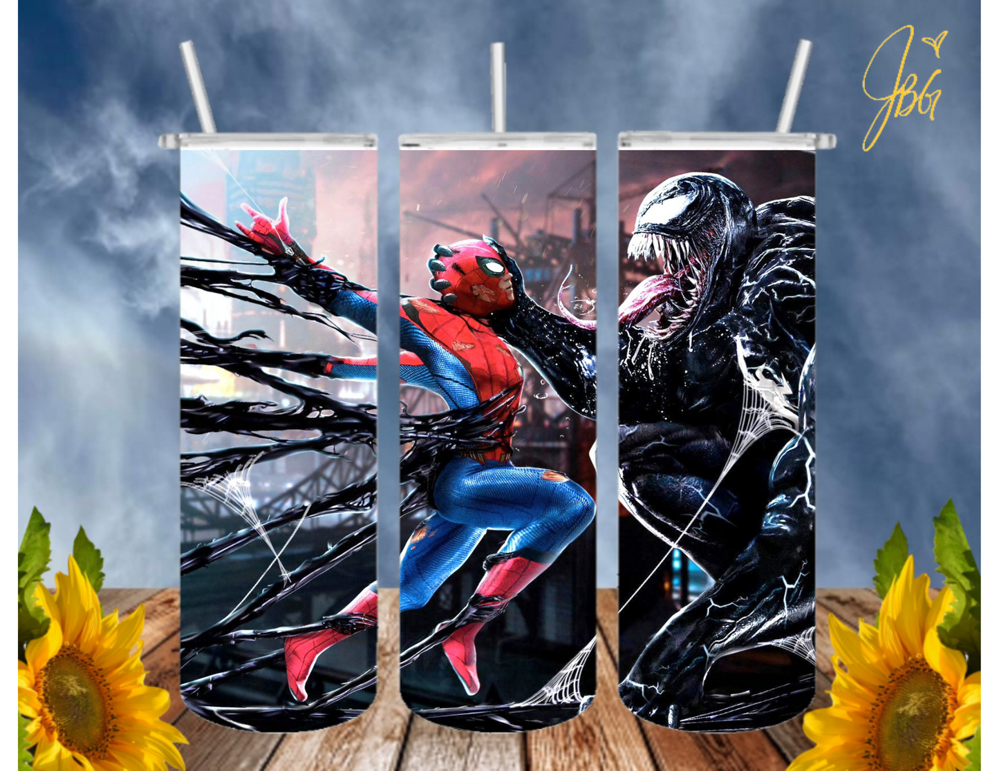 SPIDERMAN 20 Oz Tumbler with 1 Lid, 2 Straws and 1 Straw Cleaner. FREE SHIPPING. Stainless Steel. Sublimation Tumbler Cup.